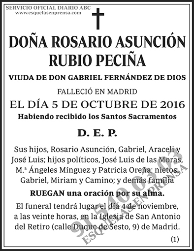 Rosario Asunción Rubio Peciña
